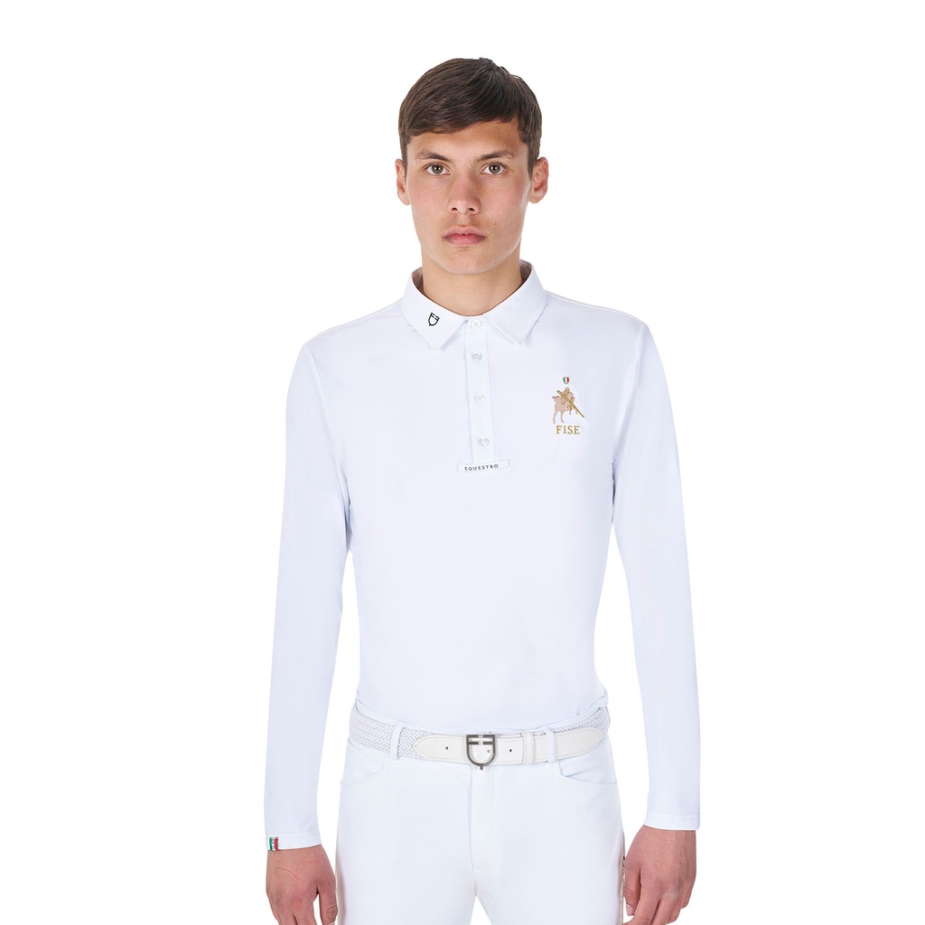 Polo masculino de competição manga longa Equestro X FISE