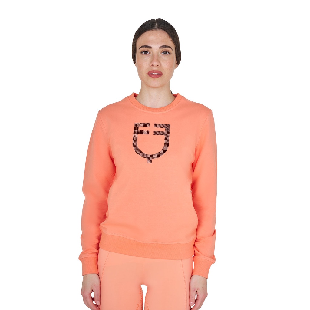 Moletom feminino gola careca com logo no peito
