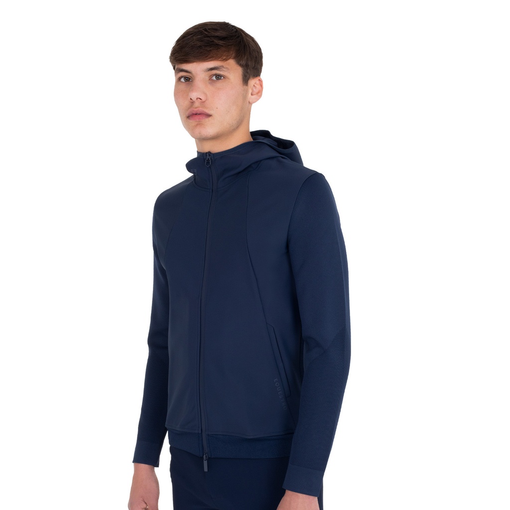 Moletom técnico masculino com capuz e inserções de micro mesh