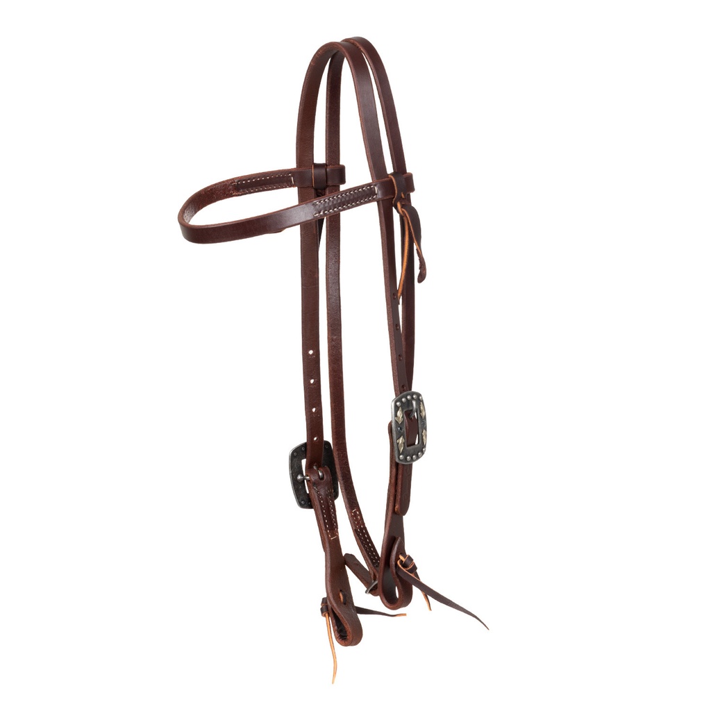 Cabeçada em couro oleado de 5/8 double buckle com fivela Feather