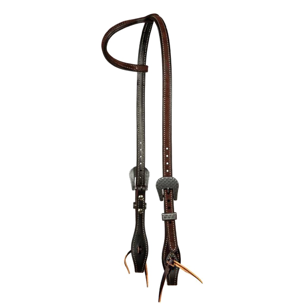Cabeleira em couro oleado de 5/8 chocolate roughout one-ear headstall