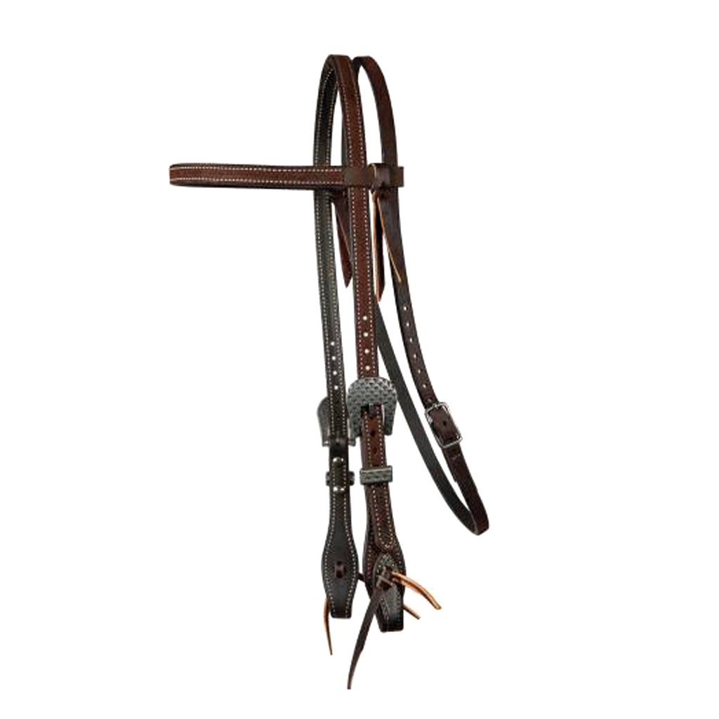 Cabeçada em couro oleado de 5/8 chocolate roughout browband