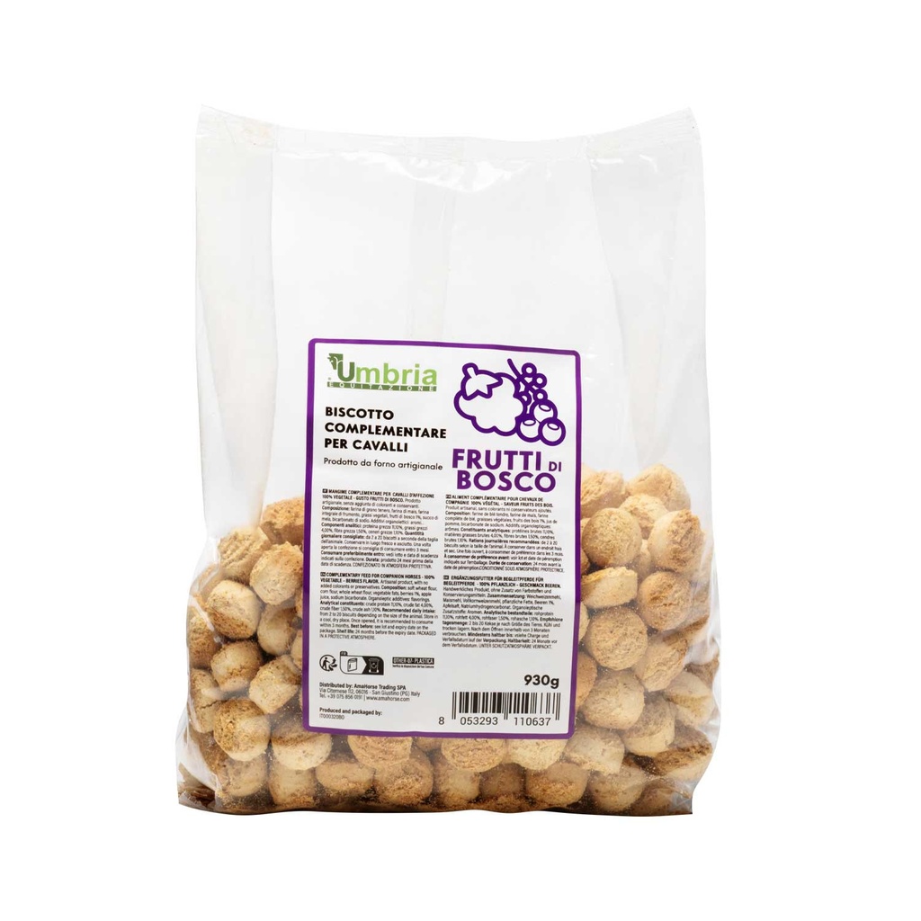 BISCOITO VEGETAL PARA CAVALOS SABOR FRUTAS VERMELHAS (930 G)