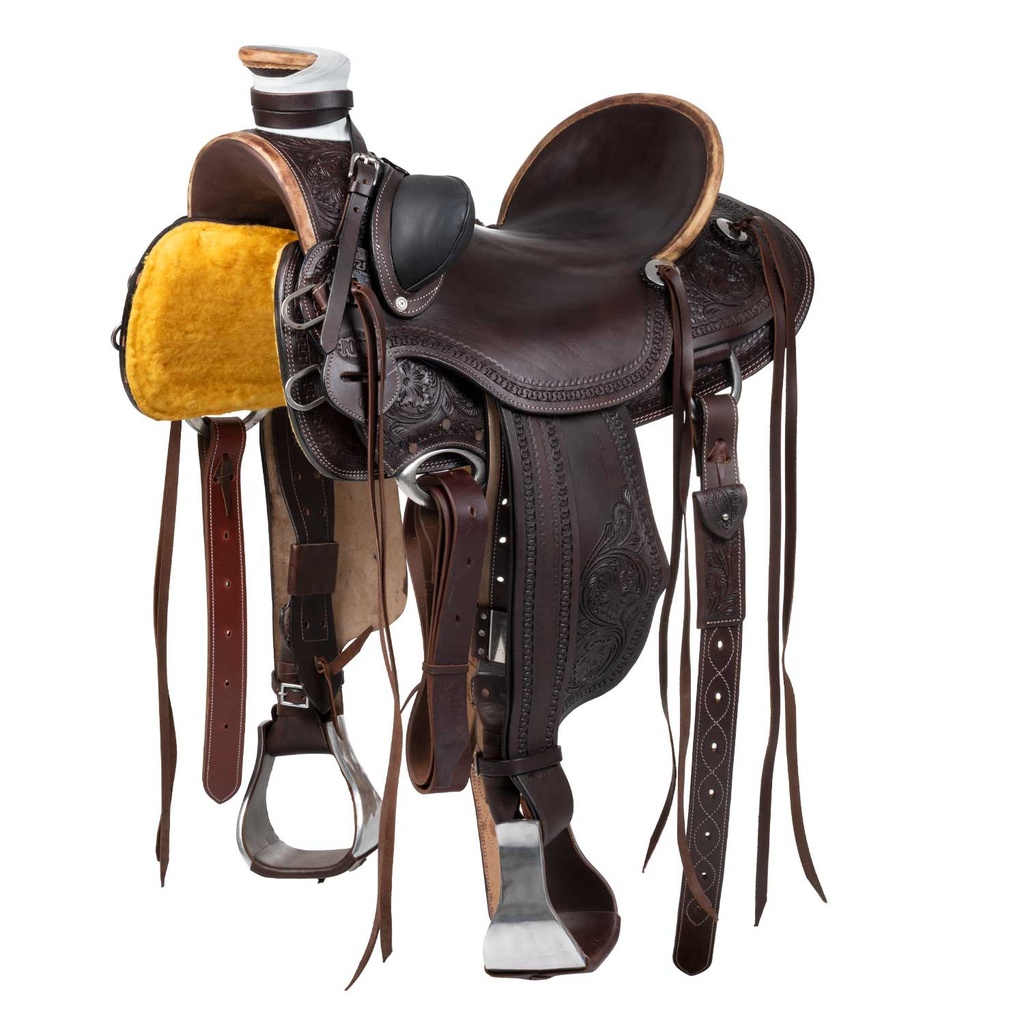Sela western Wade ranch com florais entalhados