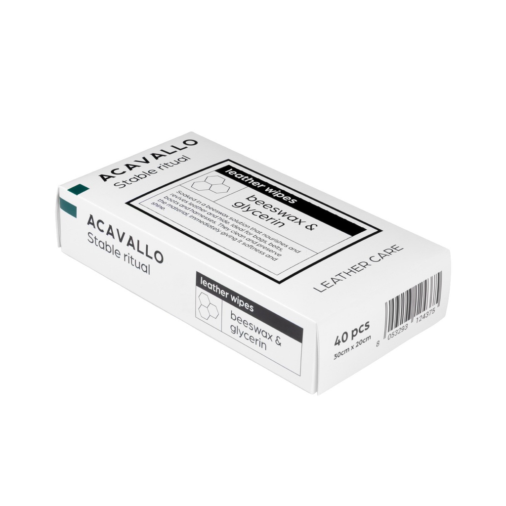 Toalhetes de couro com cera de abelha 40 unid.