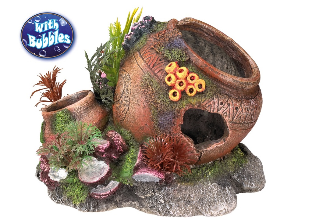 Decoração para Aquários, Lagos e Mesas com plantas "JAR WITH SHELLS"