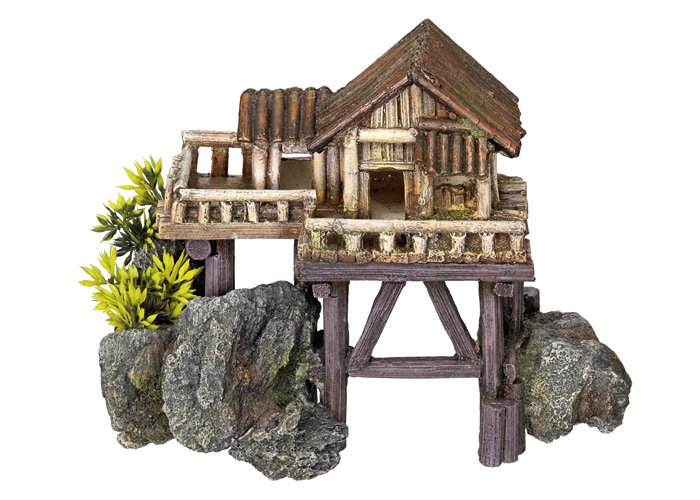 Decoração para Aquários, Lagos e Mesas com plantas "WOODEN HOUSE" 