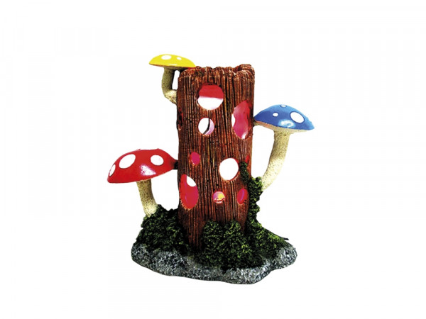Decor Aqua com LED "LOG WITH MUSHROOMs" 