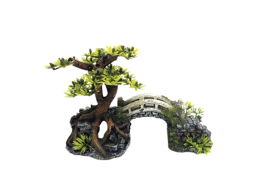 Decor Aqua com plantas "BRIDGE WITH BONSAI"