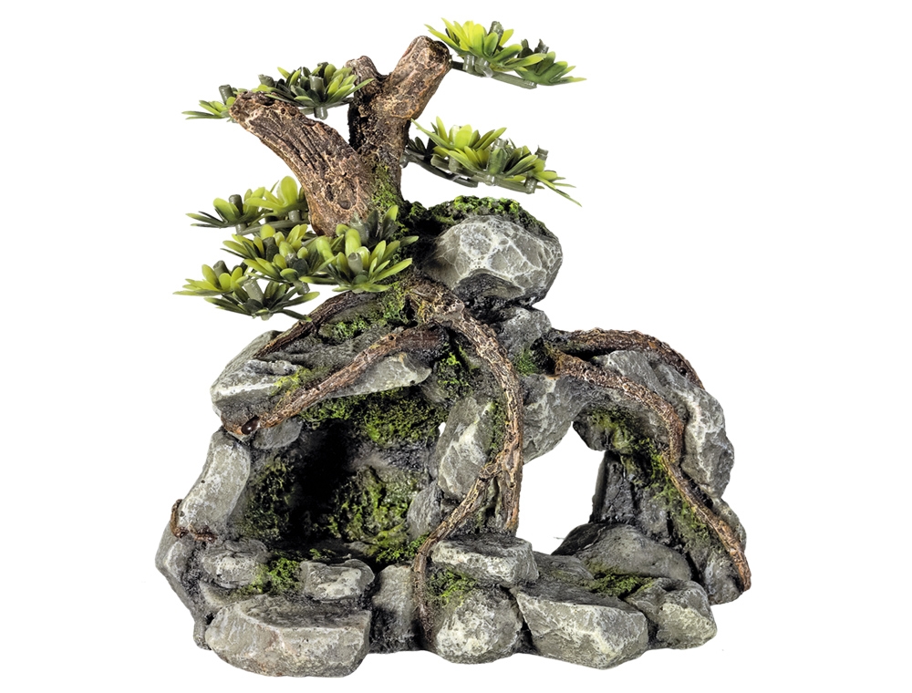 Decor Aqua com plantas "ROCK CAVE"