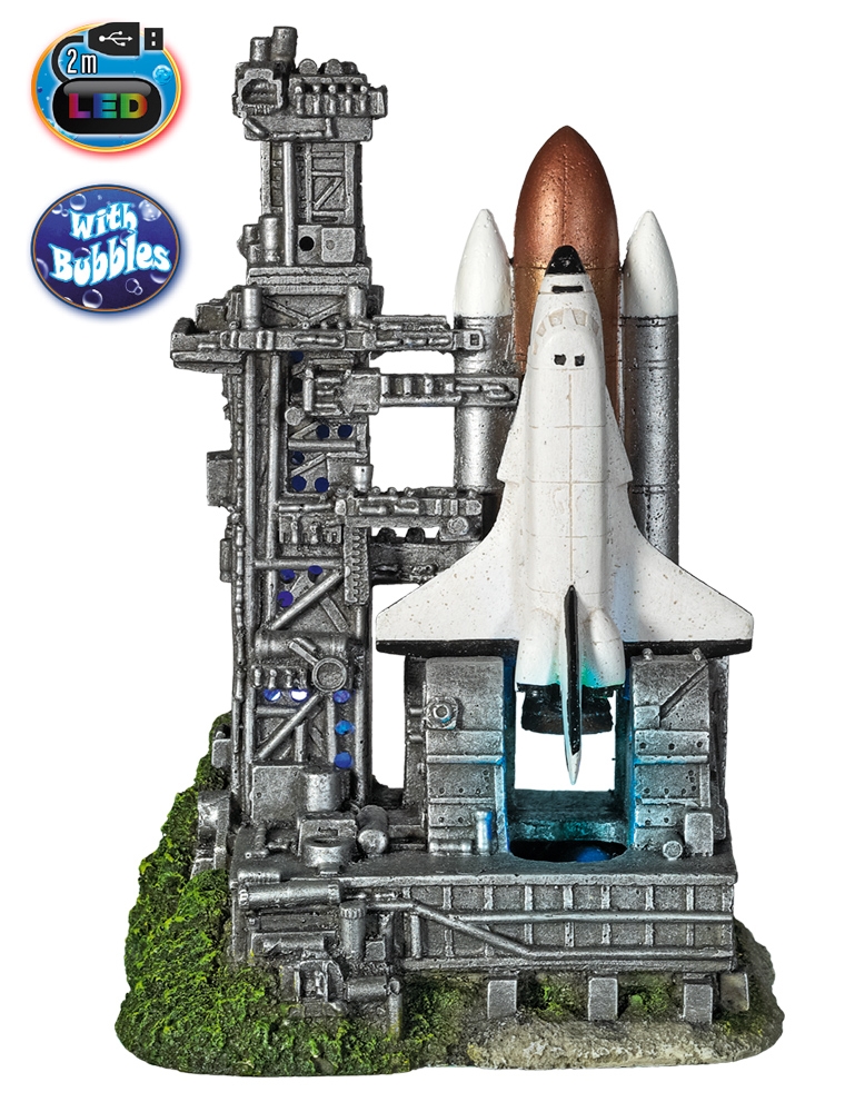 Decor Aqua com LED "SPACE SHUTTLE WITH LAUNCH PAD"