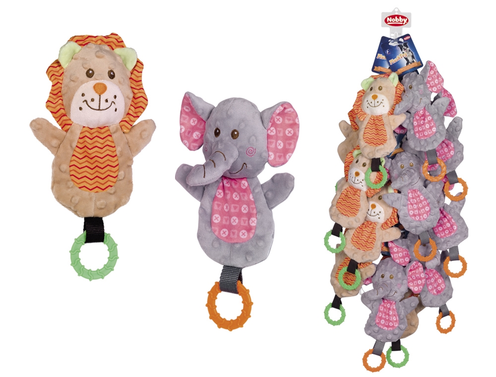 Brinquedo peluche leão e elefante