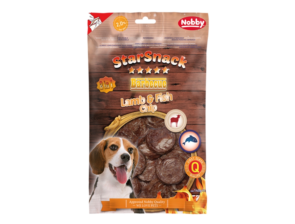 Snack de barbecue de Cordaeiro e peixe