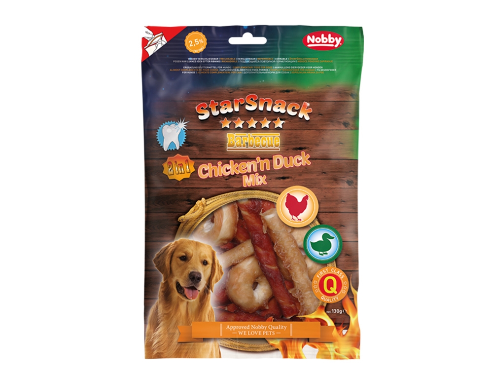 Snack de barbecue de galinha e pato