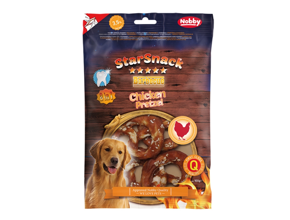 Snack de barbecue de pretzel de frango