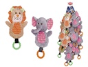 Brinquedo peluche leão e elefante